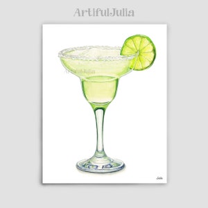 Margarita Cocktail Wall Art Home Bar Wall Art Cocktail Art Party prints of my original watercolor painting