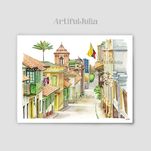 Bogota Colombia  Poster Colombia Art print world travel Decor Bogota Colombia wall art Spanish Art Colorful City Art