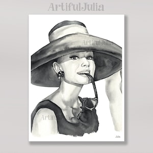 Audrey Hepburn Print Leinwand Wand Kunst Audrey Hepburn Film Kunstdruck von Aquarell Malerei Vintage Art Wohnkultur Wandkunst Mode