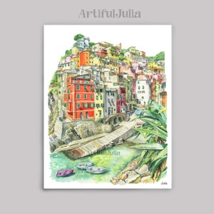 Cinque Terre Watercolor Painting Art Print Italy Wall Art Print City Painting Italy Europe Poster Cinque Terre Artwork Hand Painted