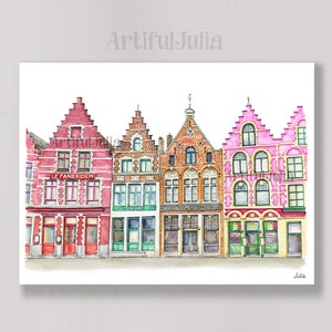 Grote Market Bruges Belgium High quality Art Print of Original Watercolor Painting Hand Painted Belgium Wall Art