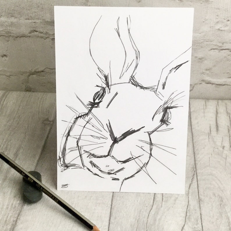 Mad March Hare original graphite pencil drawing one of a kind art