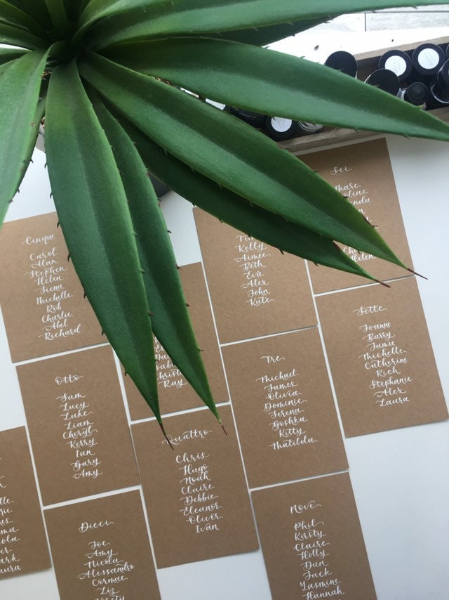 Table Plan Cards Table Plan Wedding Table Brown Card Etsy UK