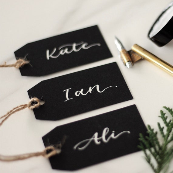Modern Calligraphy Wedding Name Tags Sky Blue Place Cards Name Place Cards Blue Wedding Tags Wedding Stationery Lettering Place Names