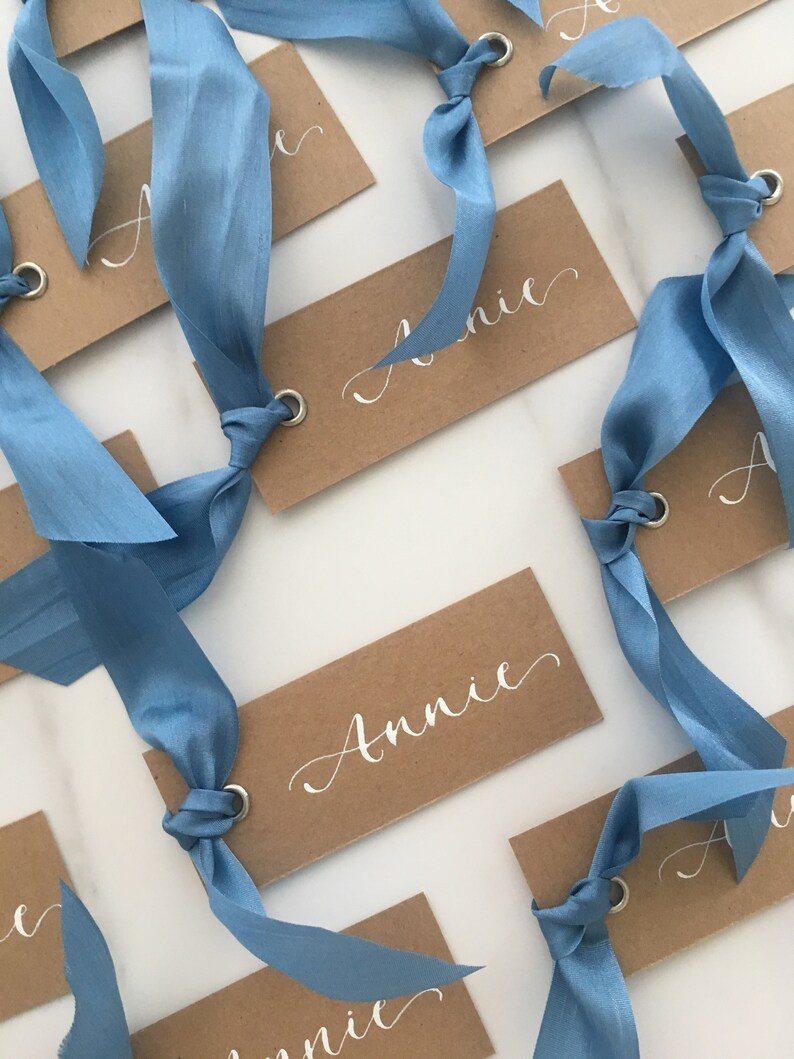 Name Place Cards Rustic Place Cards Blue Place Cards With Etsy