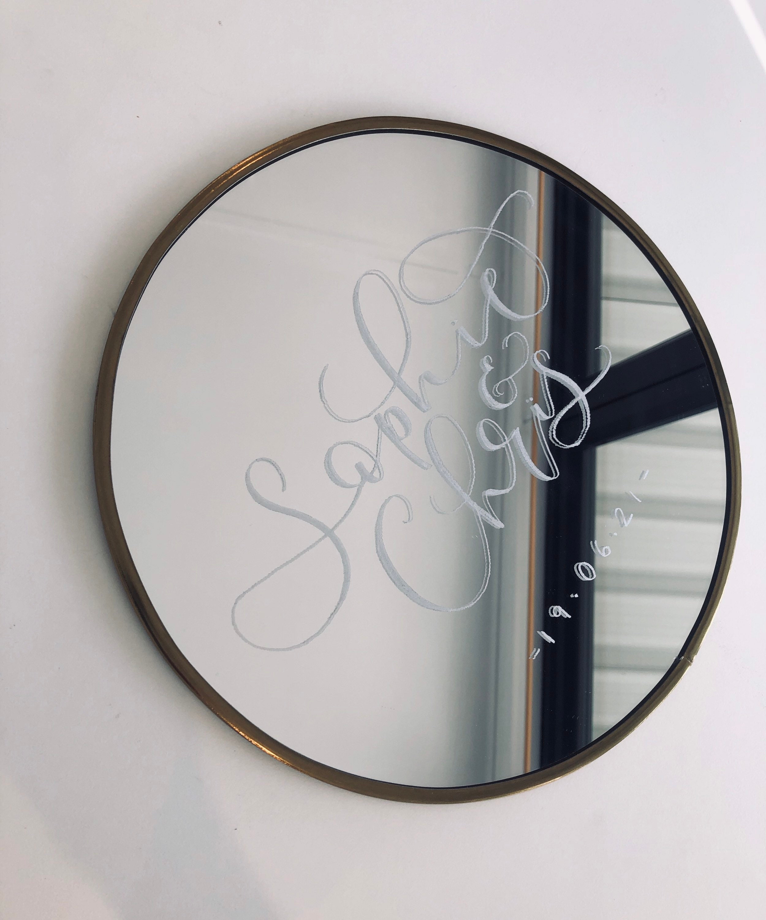 Beautiful Personalised Engraved Mirror Hand Engraved Circular Etsy