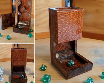 Wooden Dice Tower, Black Walnut and Lacewood