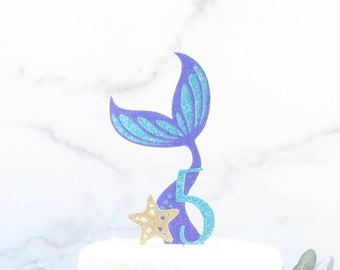 ANY Number Mermaid Tail Cake Topper - Mermaid Birthday Party - Under the Sea Birthday - Little Mermaid Cake Topper
