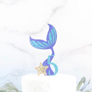 ANY Number Mermaid Tail Cake Topper - Mermaid Birthday Party - Under the Sea Birthday - Little Mermaid Cake Topper