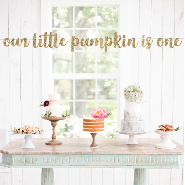 Little Pumpkin Banner - Baby Birthday Banner - Our Little Pumpkin is One - First Birthday -