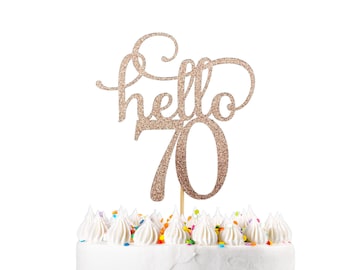 70th Birthday Cake Topper - Birthday Cake Topper - Gold 70 Cake Topper - Gold Glitter Cake Topper