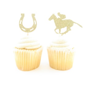 Kentucky Derby Cupcake Toppers Equestrian Cupcake Toppers Horse Cupcake Toppers Cupcake Toppers Party Toppers Gold Cupcake Topper image 1
