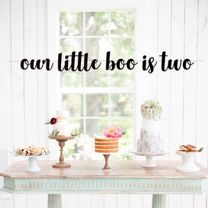 Our Little Boo is Two - Birthday Banner - 2nd Birthday - Halloween Birthday - Two Spooky - October Birthday Banner