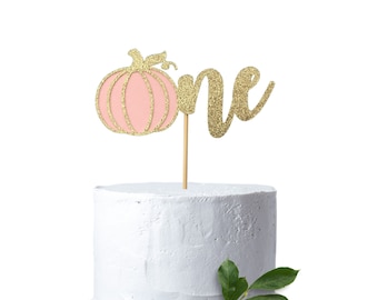 Pumpkin First Birthday Cake Topper - 1st Birthday Cake Topper - Little Pumpkin - Pink - Our Little Pumpkin is One
