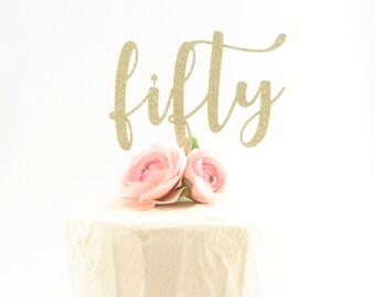 fifty cake topper etsy
