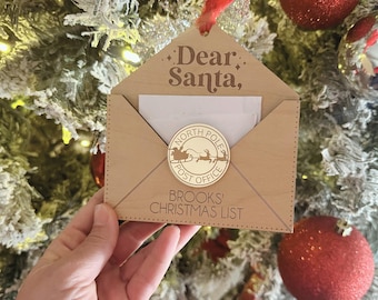 Personalized Christmas Ornament, Dear Santa Ornament, Santa List Holder, Engraved Letter for Santa, Christmas Decor, Custom 3D Ornament