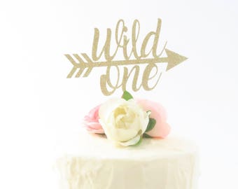 Wild One Cake Topper - First Birthday Cake Topper - Tribal Birthday - Cake Topper - Gold Cake Topper