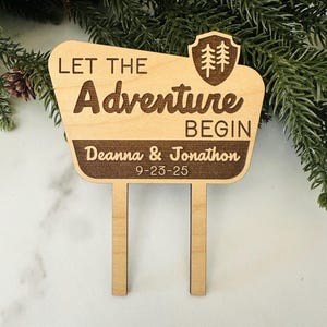 Custom National Wedding Cake Topper, Let the Adventure Begin Cake Topper, Wedding Cake Decorations, Personalized, Our Biggest Adventure