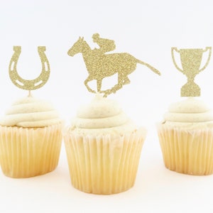 Kentucky Derby Cupcake Toppers  - Equestrian Cupcake Toppers - Horse Cupcake Toppers -