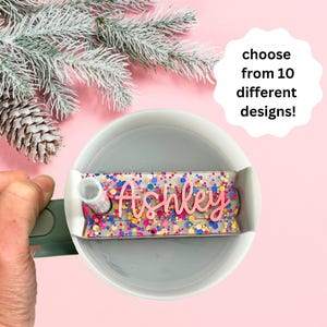 Custom Tumbler Name Tag 30 or 40 oz - Glitter Name Topper - Personalized Tumbler Decoration - Acrylic Name Plate - Cup Accessories - Gift