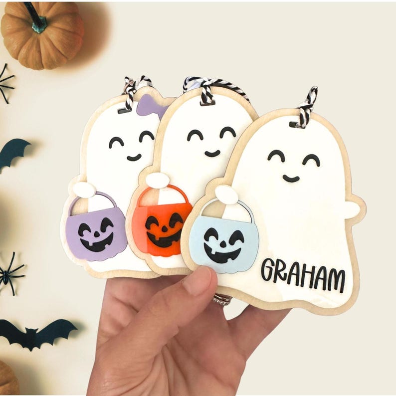 Boo Basket Tag for Kids, Halloween Decorations, Ghost Tag for Halloween Basket, Cute Ghost, Boo Basket Tag, Personalized, Reusable image 2