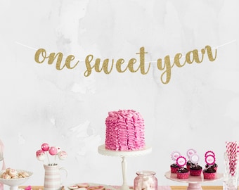 One Sweet Year Banner - Birthday Banner - Donut Grow Up Party - First Birthday