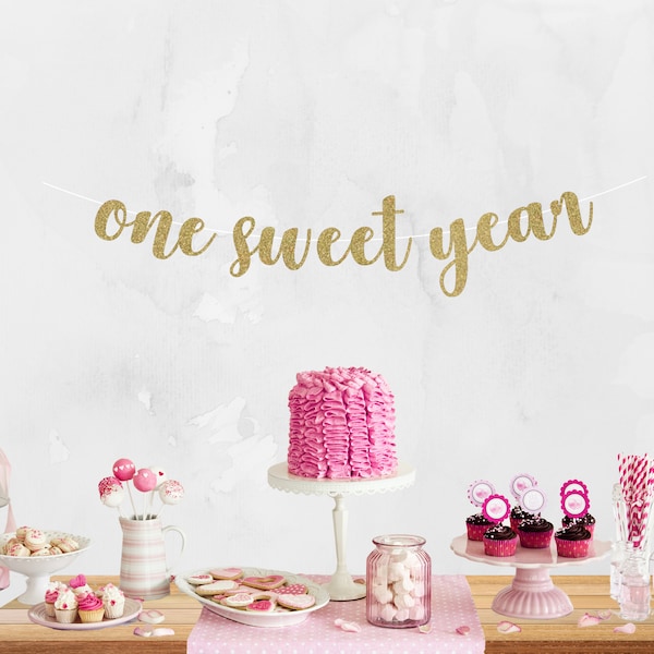 One Sweet Year Banner - Birthday Banner - Donut Grow Up Party - First Birthday