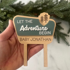 Our Biggest Adventure, Custom National Park Baby Shower, Let the Adventure Begin Cake Topper, Wedding Cake Decorations, Personalized