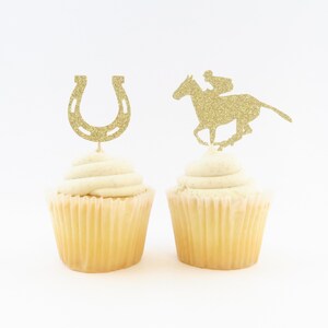 Kentucky Derby Cupcake Toppers Equestrian Cupcake Toppers Horse Cupcake Toppers Cupcake Toppers Party Toppers Gold Cupcake Topper image 2
