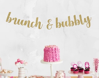 Brunch & Bubbly Banner - Bridal Shower Banner - Pop The Bubbly - Bachelorette Decorations