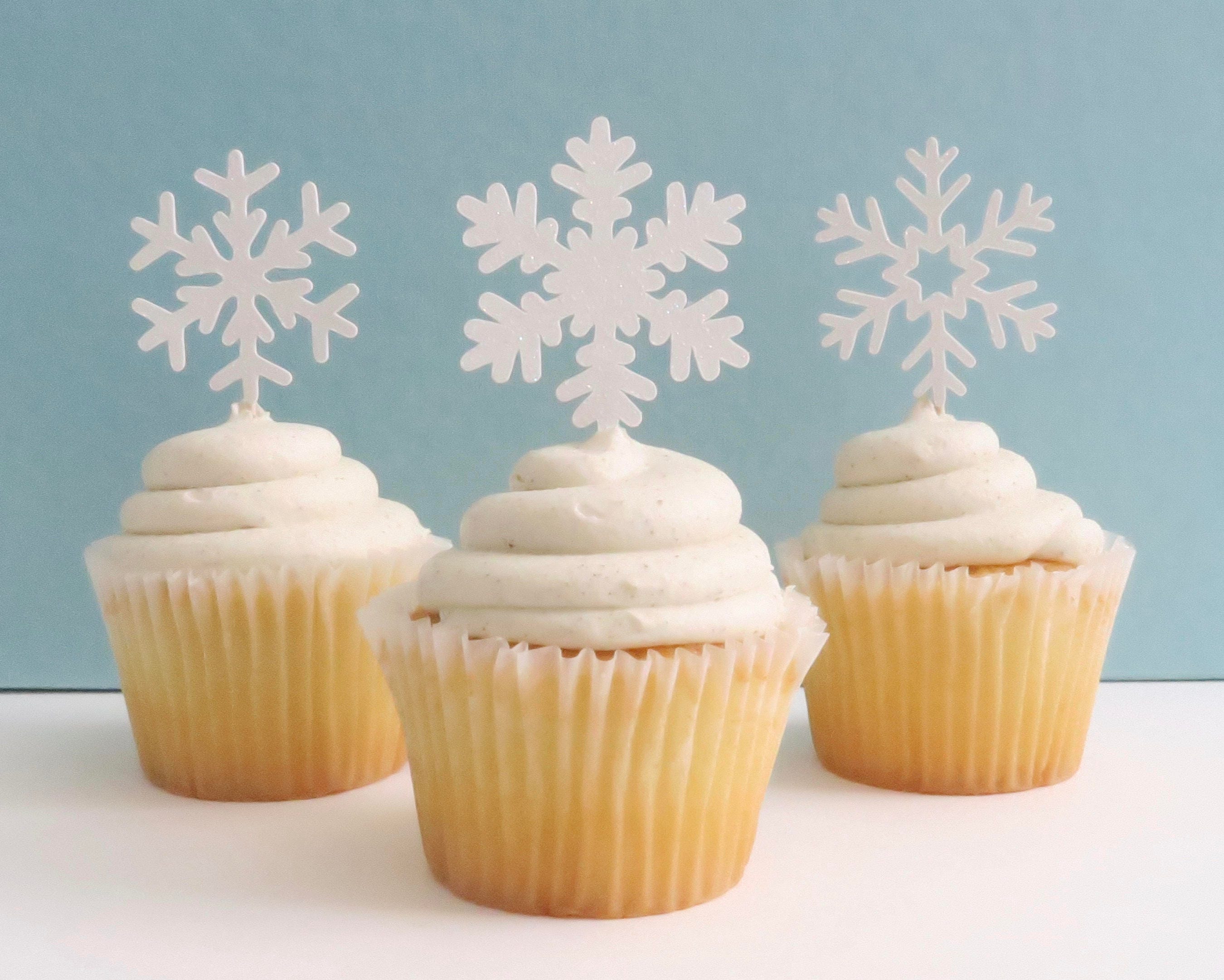 Snowflake Cupcake Toppers Glitter Snowflake Cupcake Toppers Etsy