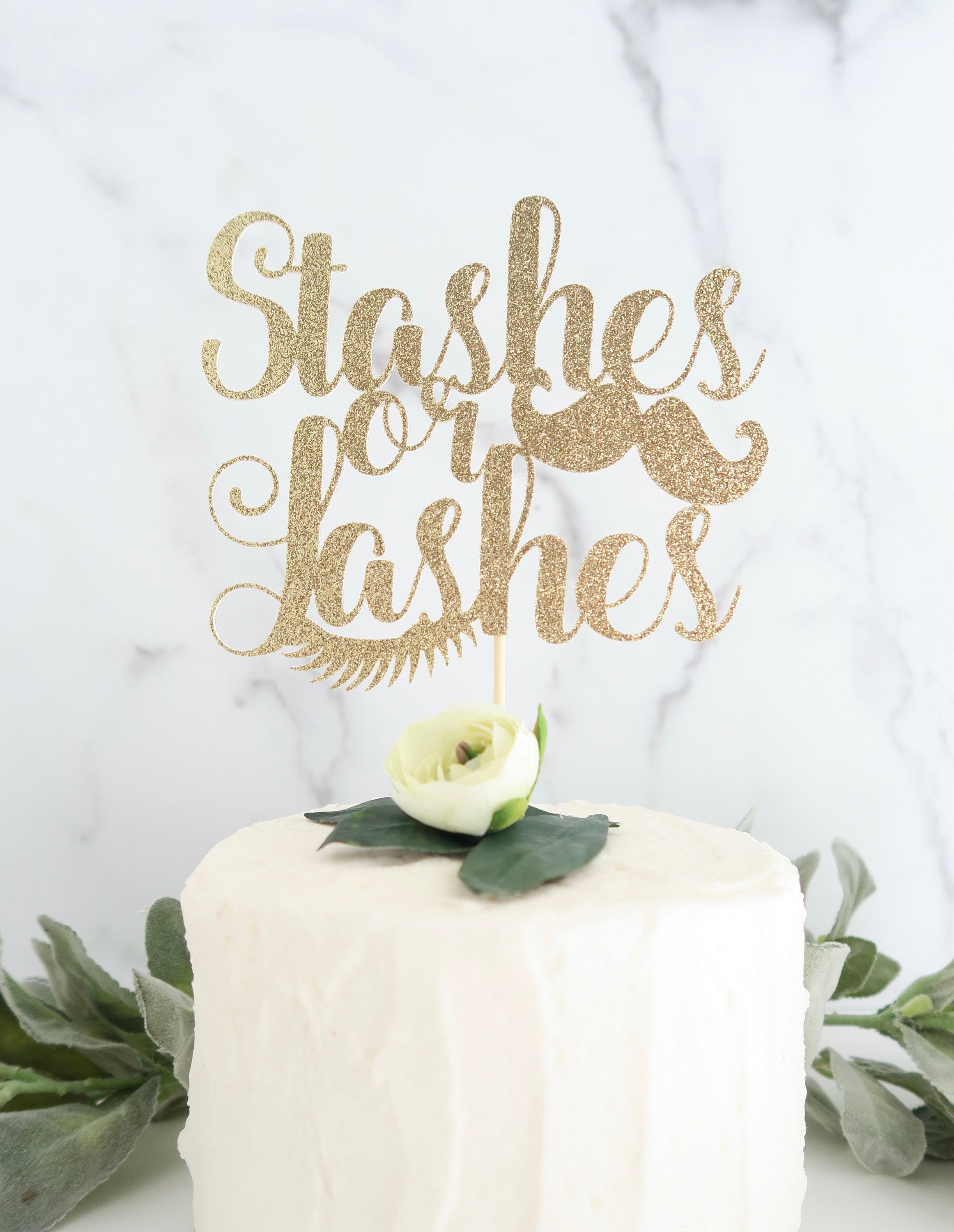 Stashes or Lashes Cake Topper Gender Reveal Cake Topper Etsy