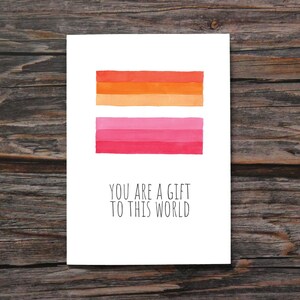 Pride Flag Card Lesbian Card Gay Pride Card Rainbow LGBTQ Card LGBTQIA Card Trans Flag Watercolor Greeting Card