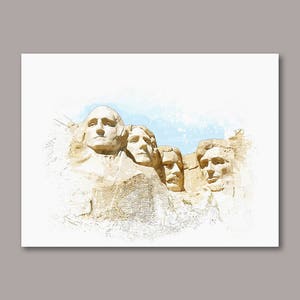 Mount Rushmore Print, Mount Rushmore Digital Print, Mount Rushmore Art, Landmark Printable Art, Mount Rushmore Download, Watercolor Painting image 5