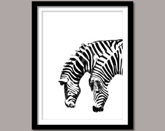 Zebra Print, Zebra Digital Print, Zebra Wall Decor, Minimalist Print, Zebra Printable Art, Zebra Printable Poster, Black and White Print