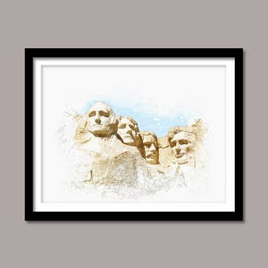 Mount Rushmore Print, Mount Rushmore Digital Print, Mount Rushmore Art, Landmark Printable Art, Mount Rushmore Download, Watercolor Painting image 1