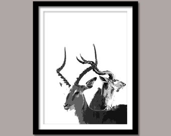 Deer Print, Deer Digital Print, Animal Wall Decor, Minimalist Print, Animal Printable Art, Deer Printable Poster, Black and White Print