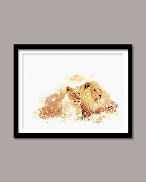 Watercolor Lion face high quality poster A4 printed thick gloss home decor wall
