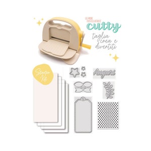 Mini machine de découpe avec kit de démarrage Cutty adaptée à toutes les matrices fines pour façonner et gaufrer le papier, le carton et la mousse EVA