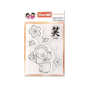 Timbri in polimero trasparente Jumping Girl - Misako per creare biglietti e pagine di scrapbooking