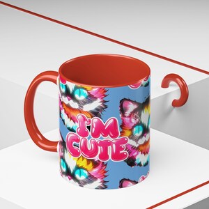 Colorful Cat Accent Coffee Mug - Perfect for Cat Lovers, Gift Idea, Cute Kitchen Decor, Unique Pet Lover Coffee Cup, 11oz, 15oz