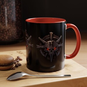 Gothic Skull Accent Coffee Mug, Dark Fantasy Gift, Halloween Decor, Unique Beverage Cup, Skull Art for Gamers