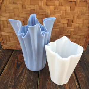 unique handkerchief vase or folded napkin vase pale blue image 8