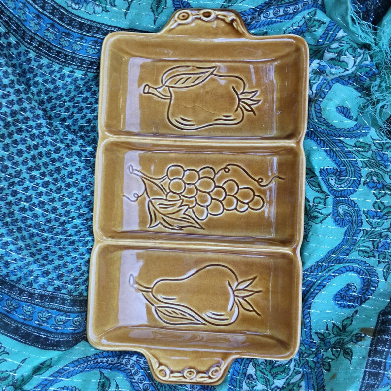 Vintage 3 Compartment Serving Tray Made in USA Etsy