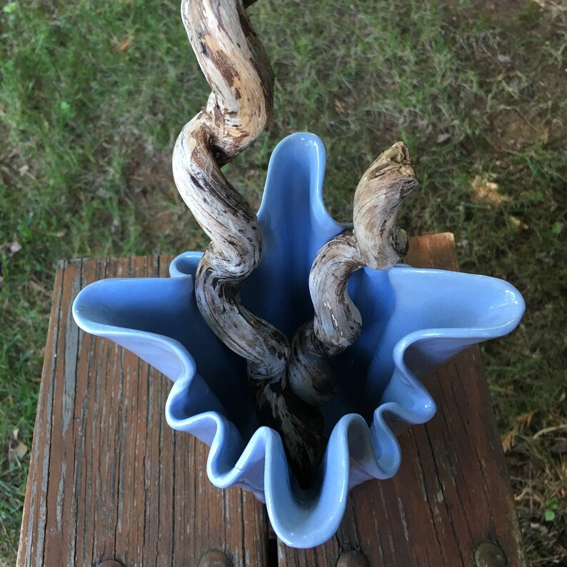 unique handkerchief vase or folded napkin vase pale blue image 4