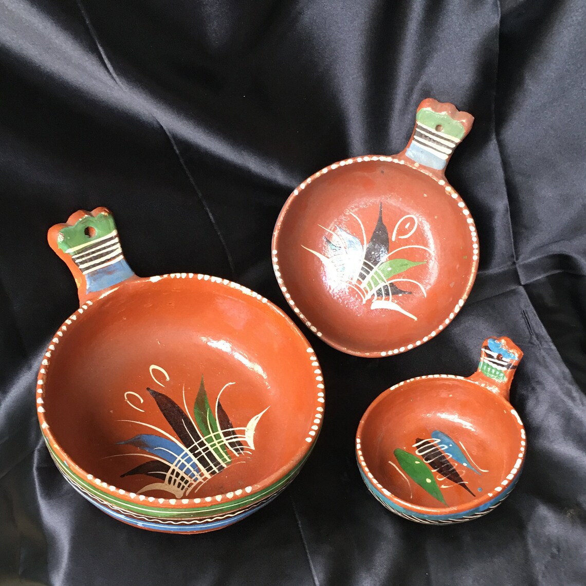 Rustic Mexican Red Clay Pottery Set of 4 Handled Nesting Pans Etsy