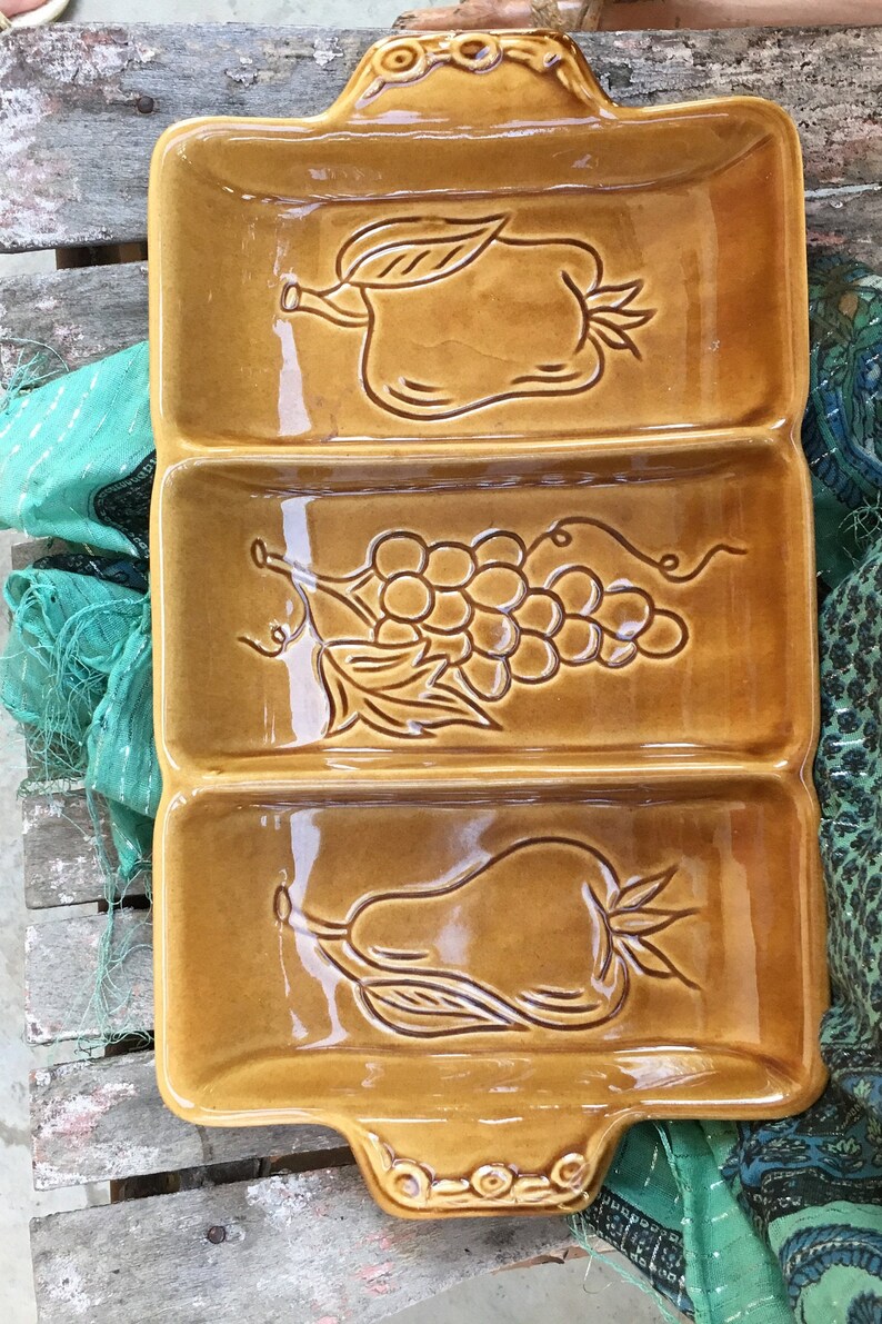 Vintage 3 Compartment Serving Tray Made in USA Etsy