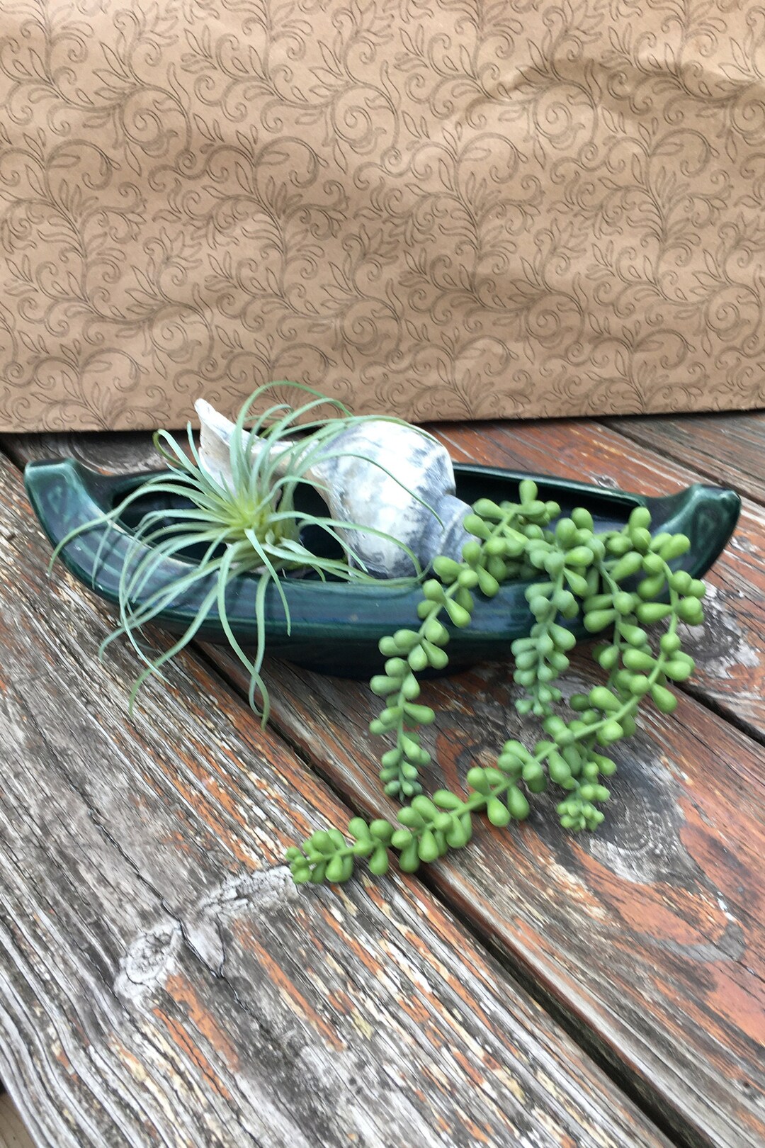Brush Pottery Gondola Shaped Succulent Planter Etsy