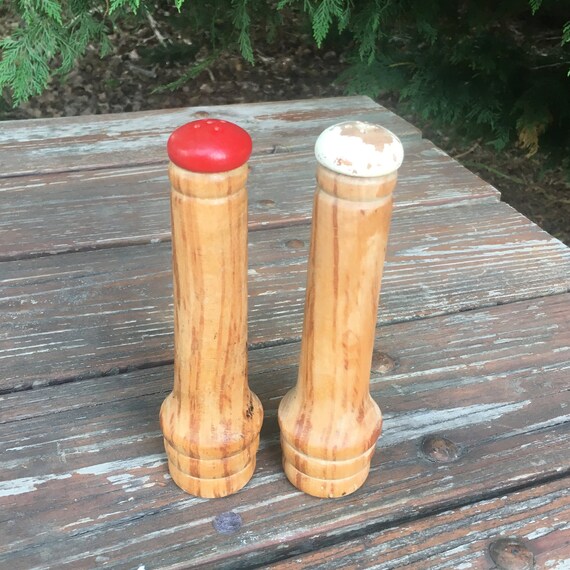 Salty and Peppy wooden shakers.  Pepper shaker, Stuffed peppers, Salt