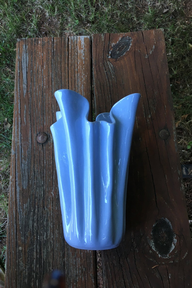 unique handkerchief vase or folded napkin vase pale blue image 3